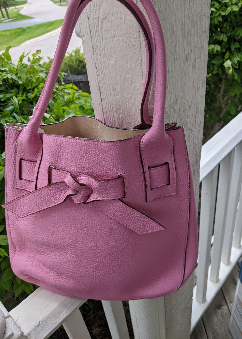 Laurent Effel St Barth XXI Secolo Pink Leather Shoulder Bag Purse  Bow & Pouch